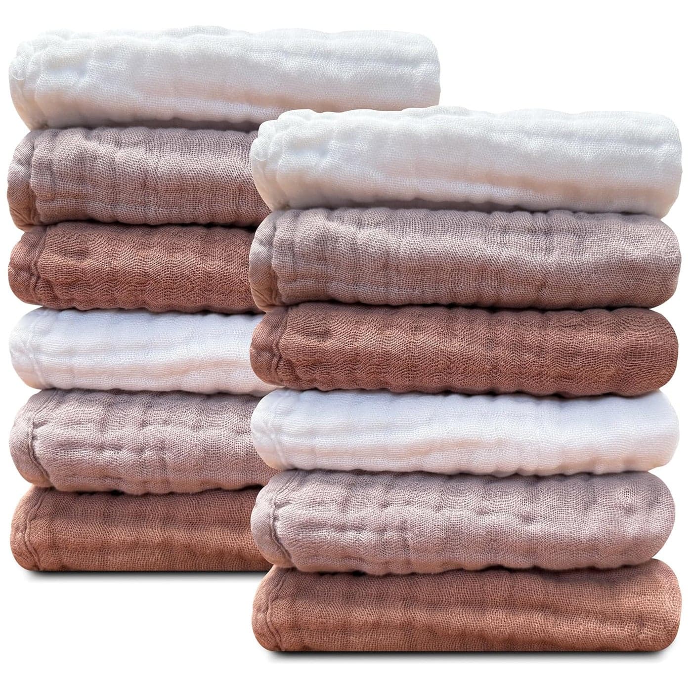 Sunny zzzZZ Baby Muslin Washcloths 100 Cotton Muslin Soft Absorbent Large Baby Bath Wash Cloths for Newborns Kids Girls and Boys 12 Pack 12x12 Inches WhiteLight Bean Paste Series