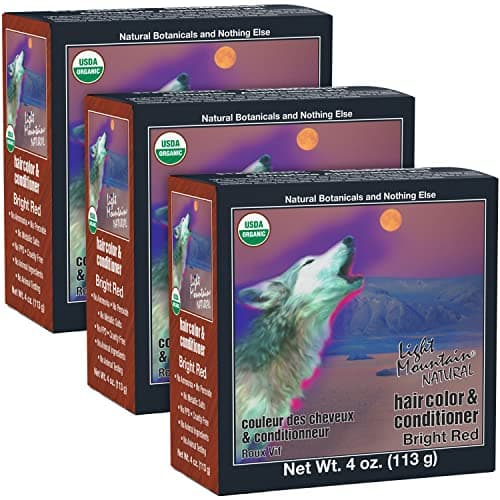 Light Mountain Henna Hair Color Conditioner Bright Red Hair Dye for MenWomen Organic Henna Leaf Powder and Botanicals ChemicalFree SemiPermanent Hair Color 4 Oz Pack of 3