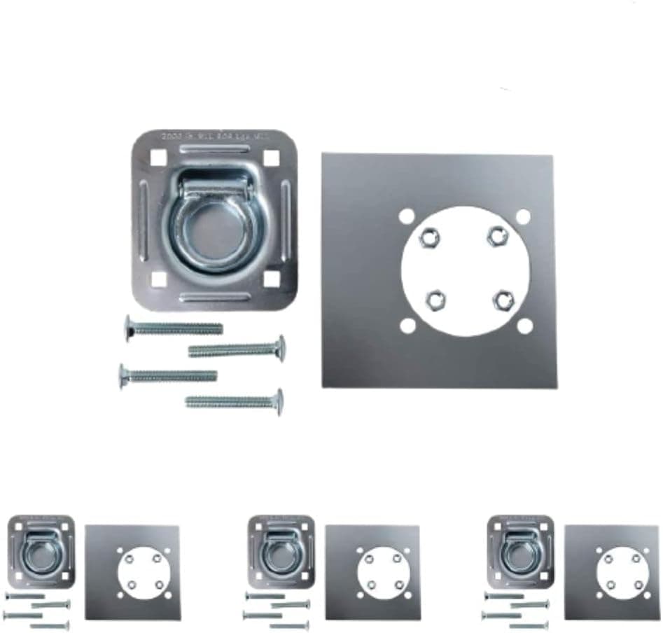 4-Pack Recessed Tie-Down D-Rings with Mounting Lock Plate and Hardware