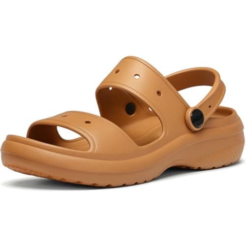 ORTHO JOY Women’s Double Strap Clogs – Comfortable Cushioned Footbed, & Lightweight Slip-On Sandals – Non-Slip Sole – Perfect for Casual Wear, Travel, Garden Tan