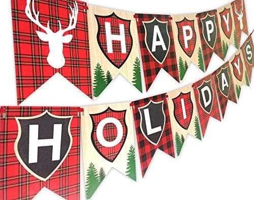 Woodland Reindeer Happy Holidays Banner Pennant Christmas Banner HH