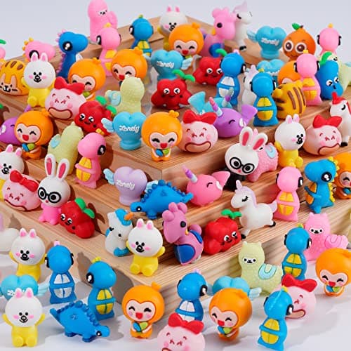 Kolewo4ever 100 Pieces Cartoon Pencil Toppers Erasers Animal Pencil Toppers Silicone Pencils Top Erasers Dinosaur Unicorn Pencils Caps for School Classroom Supplies