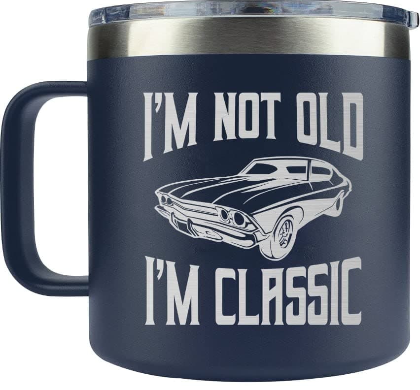 Gifts for Dad from Daughter, Son, Kids on Fathers Day, Christmas - Grandpa Gifts for Christmas - Birthday gifts for Grandpa - Dad Birthday gifts - Funny Mug 14oz, Navy Insulated Stainless Steel