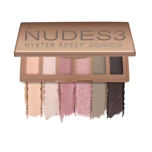 MYSTER ROSEY Nudes 3 Series Mini Eyeshadow Palette Matte Shimmer Finish 6 Champagne Mauve Black Eye Shadows Travel Friendly Size Vegan Crueltyfree
