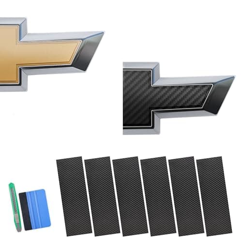 Lypumso Auto Emblem Vinyl Wrap Kit 6PCS Black Carbon Fiber Compatible with Chevy Bowtie Logo Stickers Cut YourOwn Universal Vehicle Emblem Overlay DIY Decals 12Inches x 4Inches