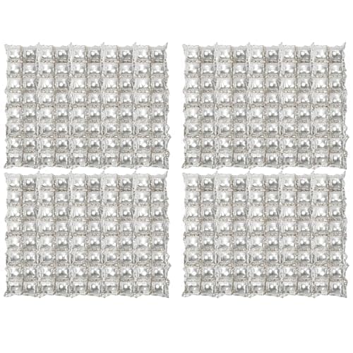Birthday Popper Silver Backdrop Foil Balloon/Cube Curtain | Set of 4 | Ideal for Birthdays, Anniversaries | Durable Foil Material | Elegant Backdrop Decoration