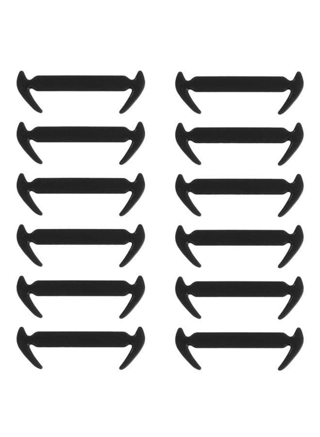 12-Piece Elastic Silicone No-tie Shoelace Set Black