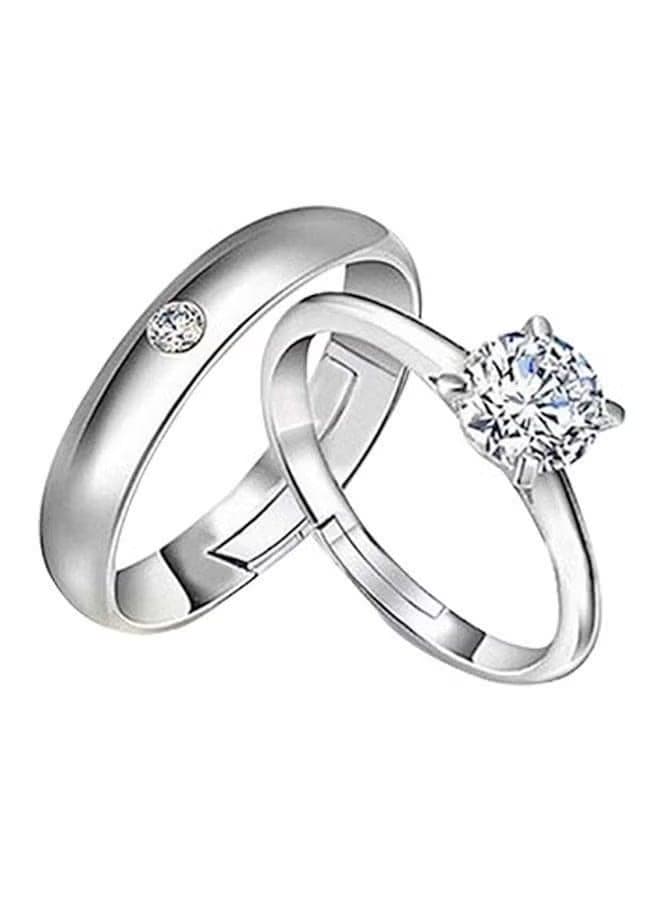 925 Sterling Silver Plated Couple Ring Set