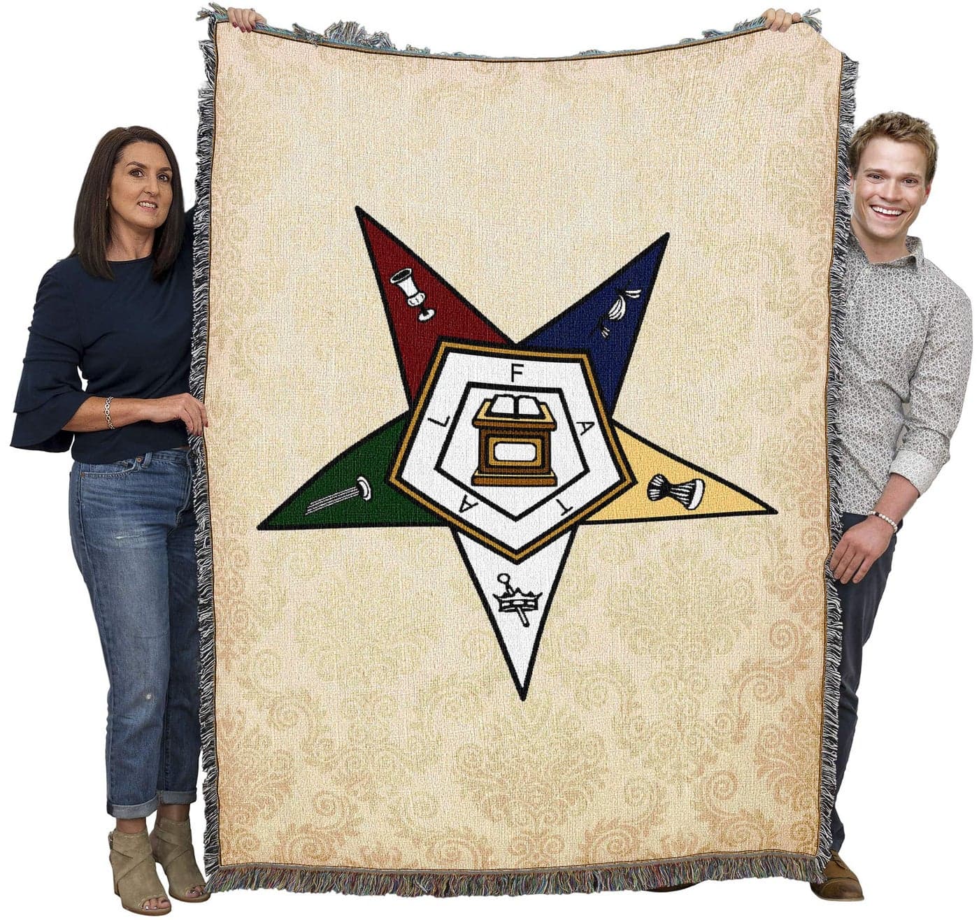Pure Country Weavers Order of the Eastern Star Blanket - OES Masonic Gift Tapestry Throw Woven from Cotton - Made in the USA (72x54)