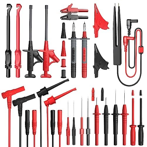 Goupchn 25PCS Silicone Multimeter Test Leads Kit with Replaceable Wire Piercing Probes Set, Alligator Clips, Test Hook Clips, Testing Tweezer for Digital Electrical Multimeter Testing