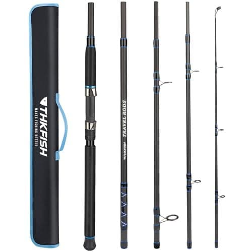 THKFISH 4 Piece5 Piece Saltwater Travel Rod Heavy Spinning Fishing Rod Portable Travel Surf Rod Carbon Fiber Saltwater Boat Fishing Rod 697989 with Case Bag for Seawater Fish