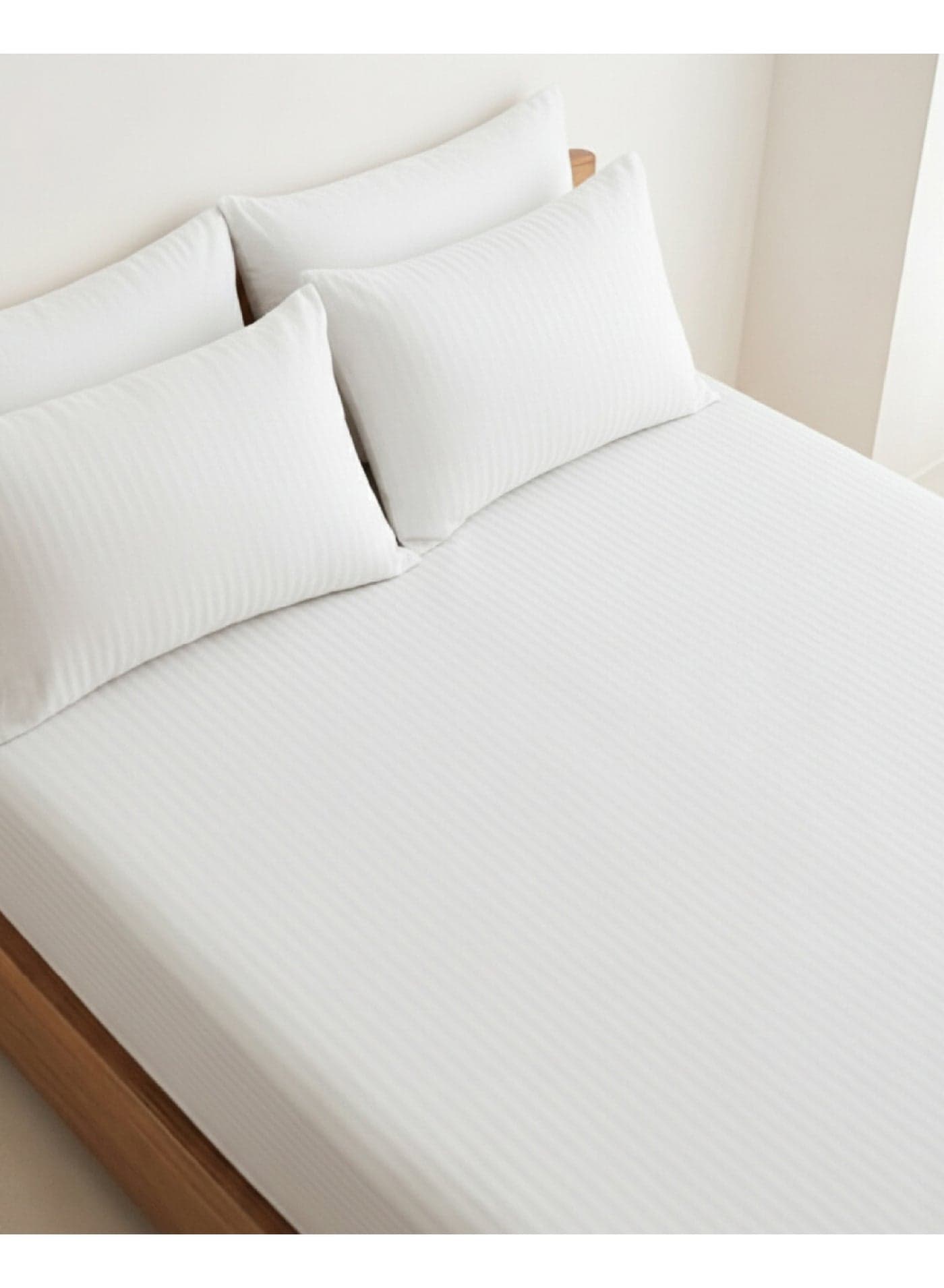 Elega Decor 210TC Cotton Satin Single Strpies Bed Sheet Set 2PC | Soft Breathable Satin Flat Sheet 180x260 cm | 1 pillowcase 50x75 cm | OEKO-TEX & ECAS Certified