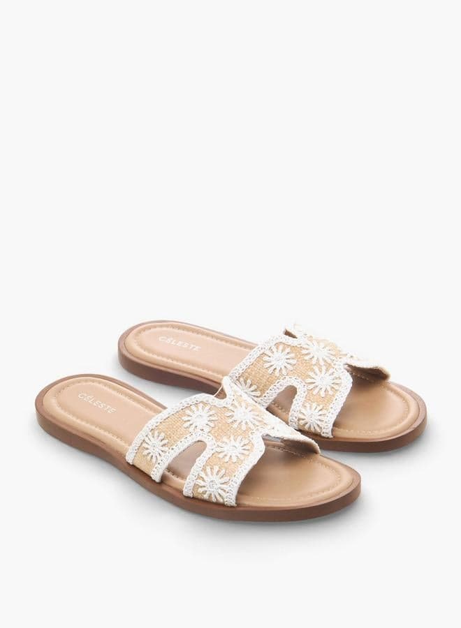 Women Floral Embroidered Flat Sandals