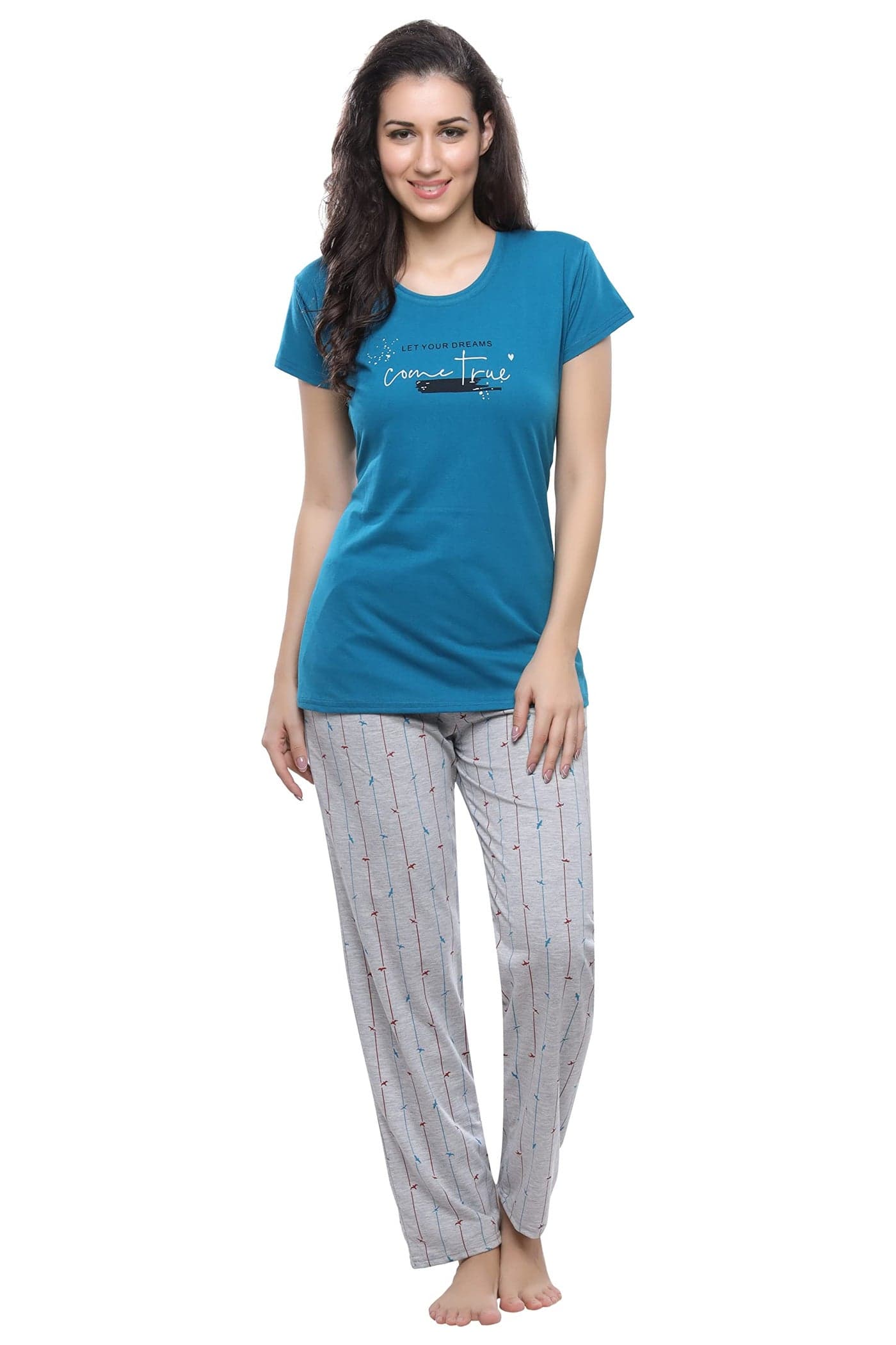 DZZO Women's Cotton Checkered Night Suit, Pajama Set, Nightwear (Pack Of 2, 2046_Blue_Medium, 2046)