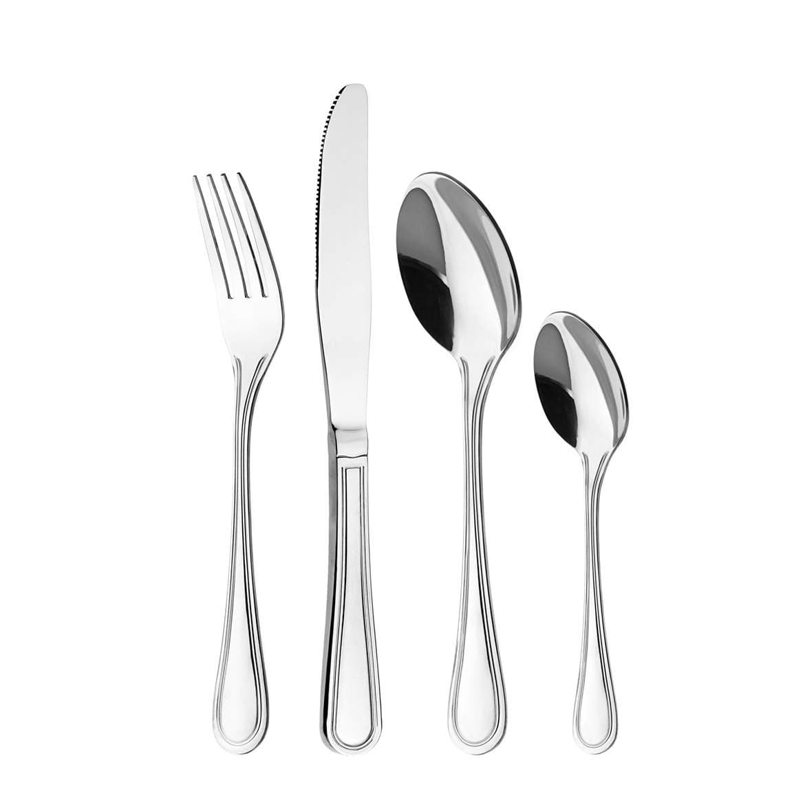 Cutlery Set for 6 People 24 Pieces Otto Koning Frankfurt Stainless Steel Flatware Set Mirror Polished Silverware Set with Spoon Knife and Fork Classic Simple Design