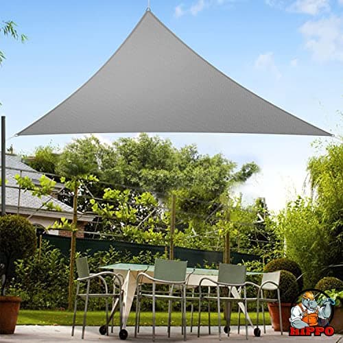 HIPPO Triangle Shade Sail Affordable & Premium 150 GSM Sun Shade UV Block for Outdoor Car Parking Garden (Grey, 12FTX12FTX12FT)