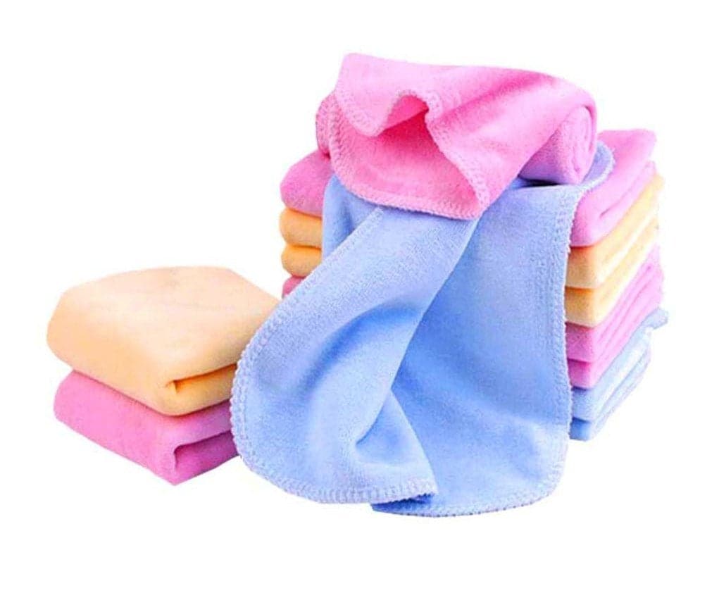 Very Soft Cotton Face Towel 50 gsm (Set of 10, Multicolour)
