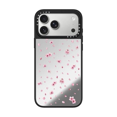 CASETiFY Mirror iPhone 17 Pro Max Case ReflectiveCompatible with Magsafe 49 ft 1X Military Grade Drop Protection Pressed Sakura Silver On Black
