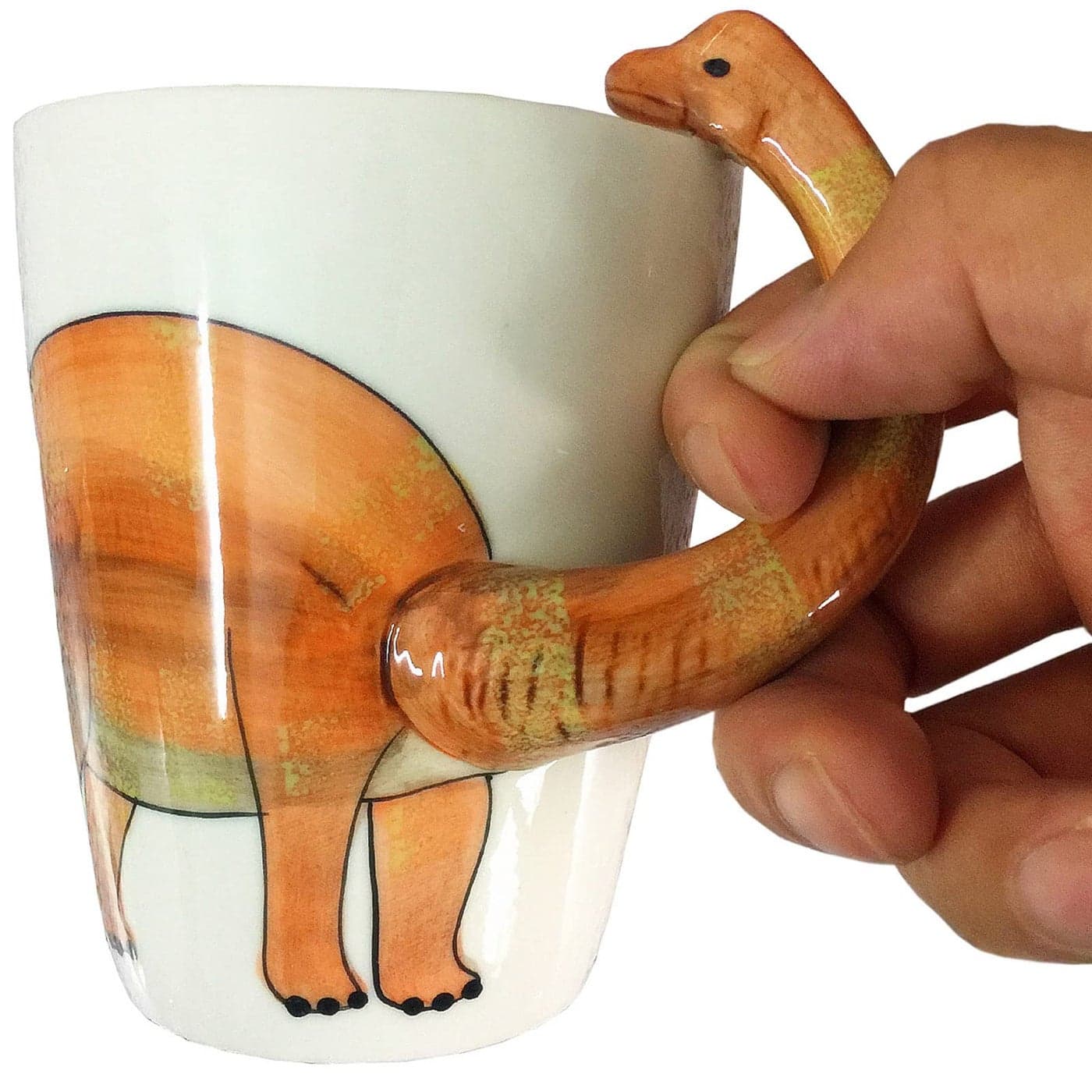 luckyse Dinosaur 3D Ceramic Mug Long necked dragon Handle Novelty Animal Cup Gift for Christmas Thanksgiving Day Mothers Day Fathers Day Dinosaur