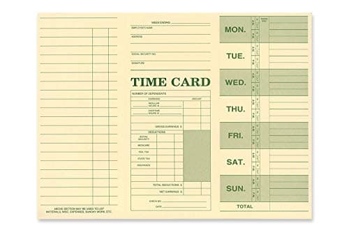NextDayLabels Employee Attendance Weekly Time Card Pack of 250