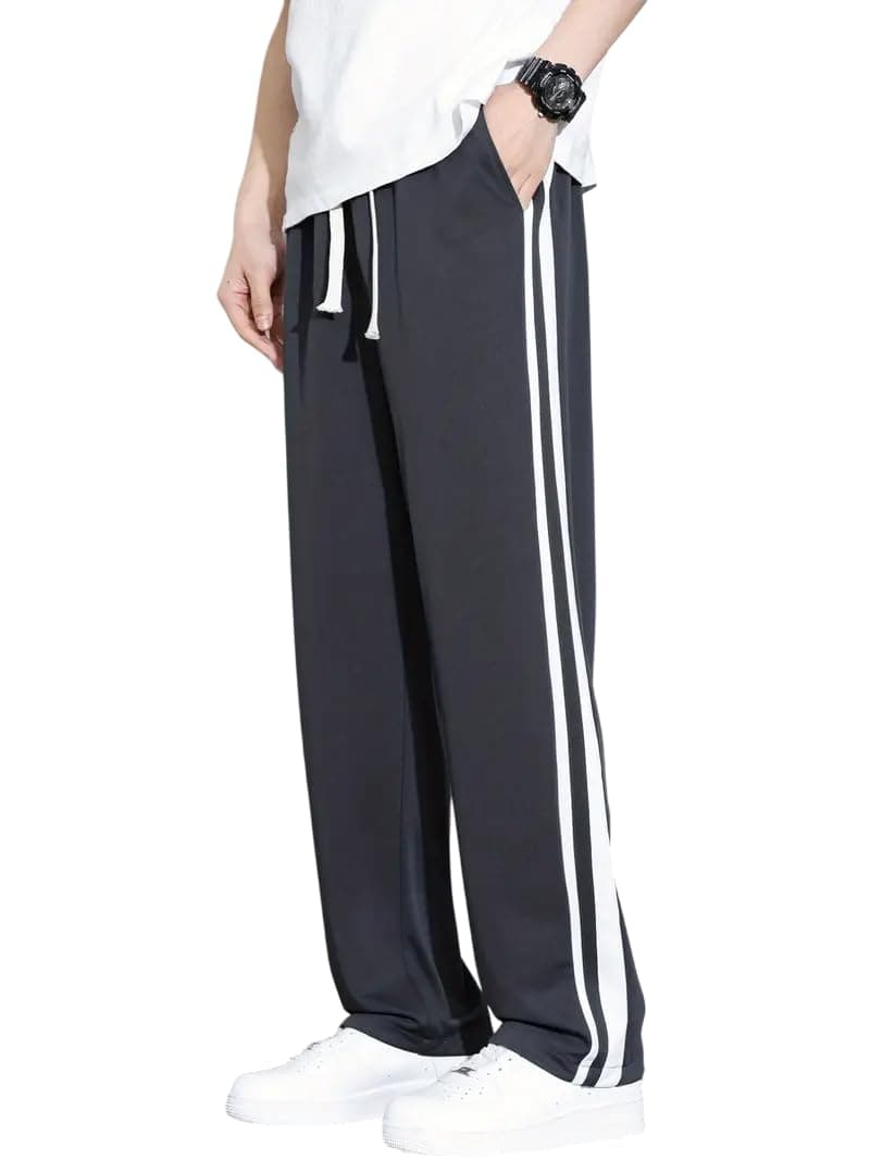 Samfor Men’s Polycotton Track Pants with Stylish White Side Stripes|Comfortable Joggers for Men|Casual Sportswear Bottom Wear|Gym, Workout, Exercise, Walking, Running, Sports, Yoga, Dance, Travel