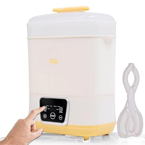 6in1 Electric Bottle Sterilizer and Dryer Use as Baby Bottle Warmer Defrost Heat Food Sanitizer Machine Temperature Time Setting up to 12 hours Newborn Baby Essentials Sterilization Machine