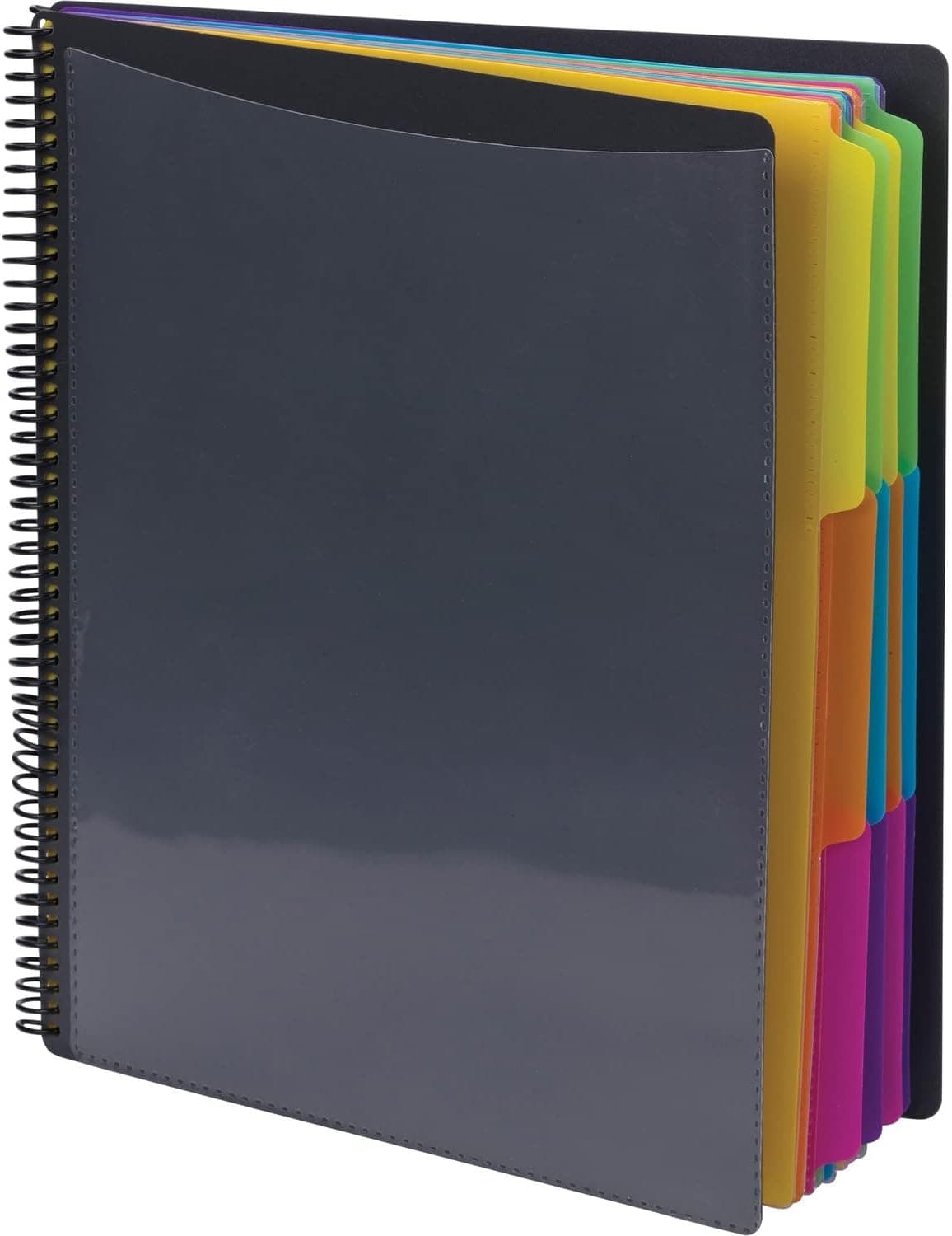 Smead Project Organizer 24 Pockets Grey with Assorted Bright Tabs Tear Resistant Poly 13Cut Tabs Letter Size 89206