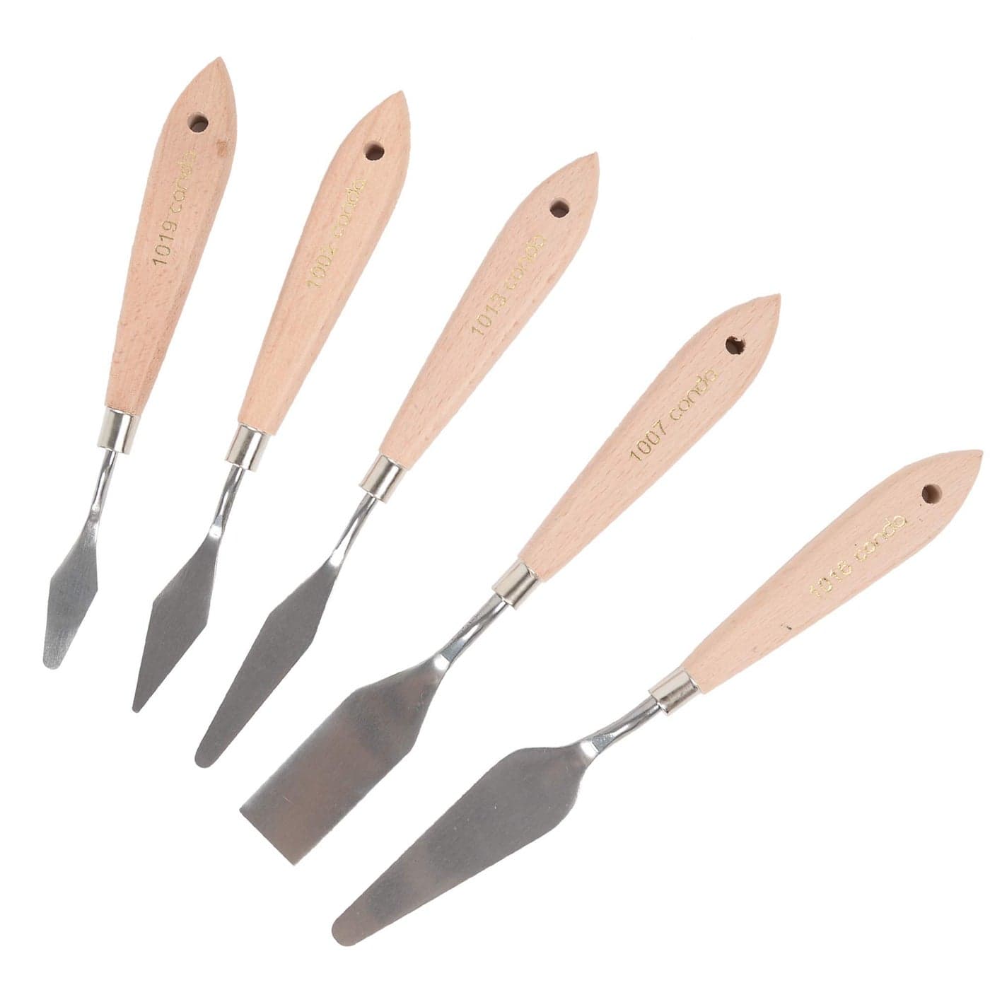 CONDA Artist Palette Knife Set 5 Pieces Painting Knives for Acrylic Flexible Stainless Steel Spatula Pallet knife for Mixing Color Spreading Applying Oil Paint on Canvases Wood Handles