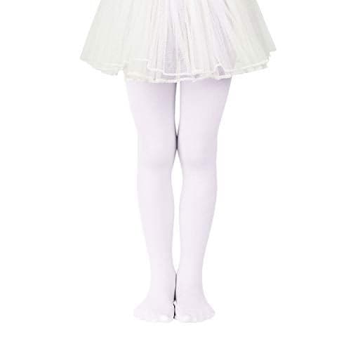 Zando White Tights for Girls 10-12 - White Ballet Tights for Girls 10-12 Ultra Soft Elastic Ballet Footed Halloween Tight Girl for Daily School Christmas 9-14 Years