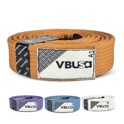 Victorbudo USA Rustic Series BJJ Belt, Brazilian Jiu Jitsu Pro BJJ Belts with Sleeve Bar for Ranking Stripes (Brown, A1)
