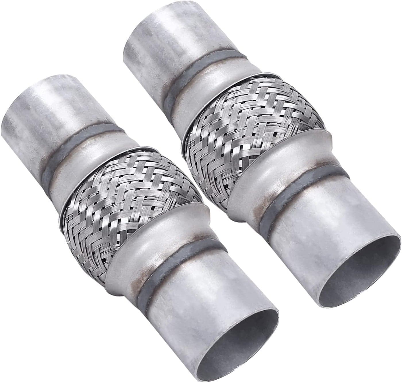 FGJQEFG 2PCS Exhaust Flex Pipe Stainless Steel Braid 2.25" x 4" with Ends 8" Long Heavy Duty