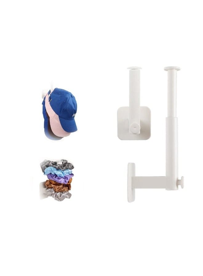 Hat Organizer 2 Pcs Wall Mounted Adhesive Hat Hooks No Drill L Shaped Hat Rack for Closet Bedroom Storage White