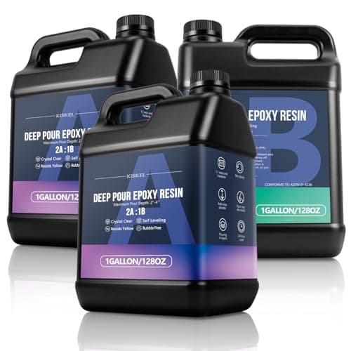 KISREL Deep Pour Epoxy Resin, 3 Gallon Resin Epoxy Kit (2:1) for 2-4 Inch Pour Depths,Bubble Free, Low Odour, Crystal Clear Casting Resin for Table Tops, River Tables, Wood Fillers, Crafts