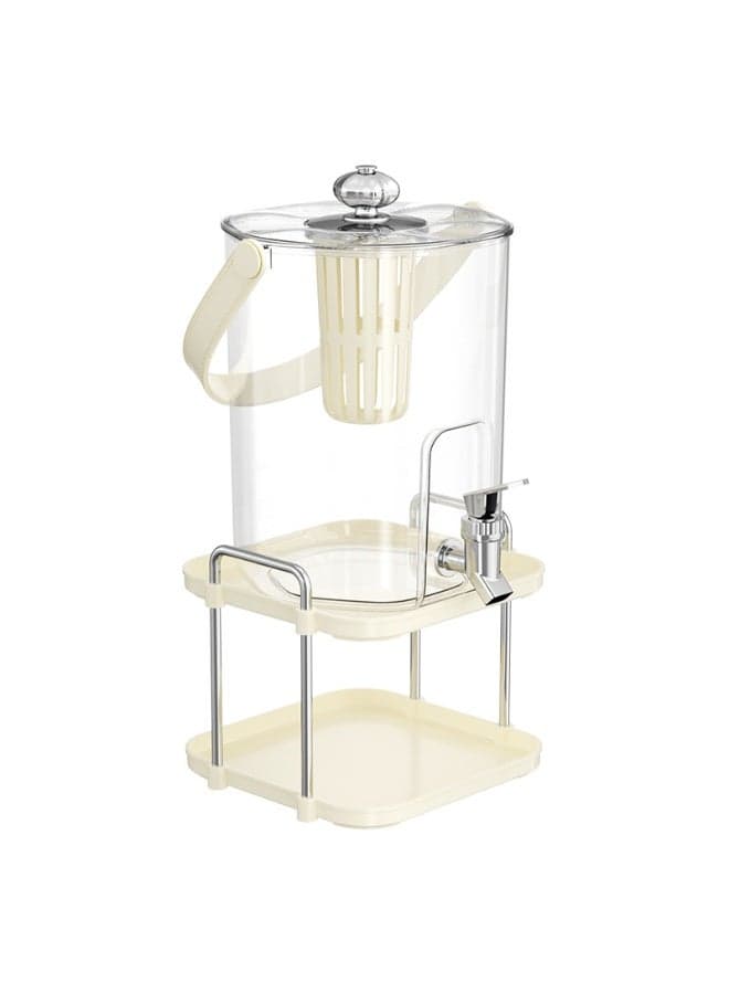 5L Plastic Drink Dispenser with Spigot & Filter - Leak-Proof Beverage Jar for Fridge, Countertop Iced Tea & Lemonade, Includes Serving Rack