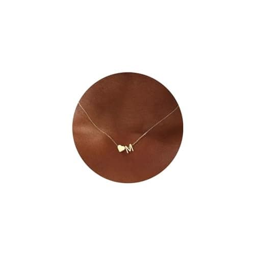 Turandoss Initial Necklaces for Women Trendy, 18K-Gold-Plated Tiny Heart Initial M Necklace Dainty Heart Necklaces Tiny Personalized Monogram Name Necklace for Women Jewelry