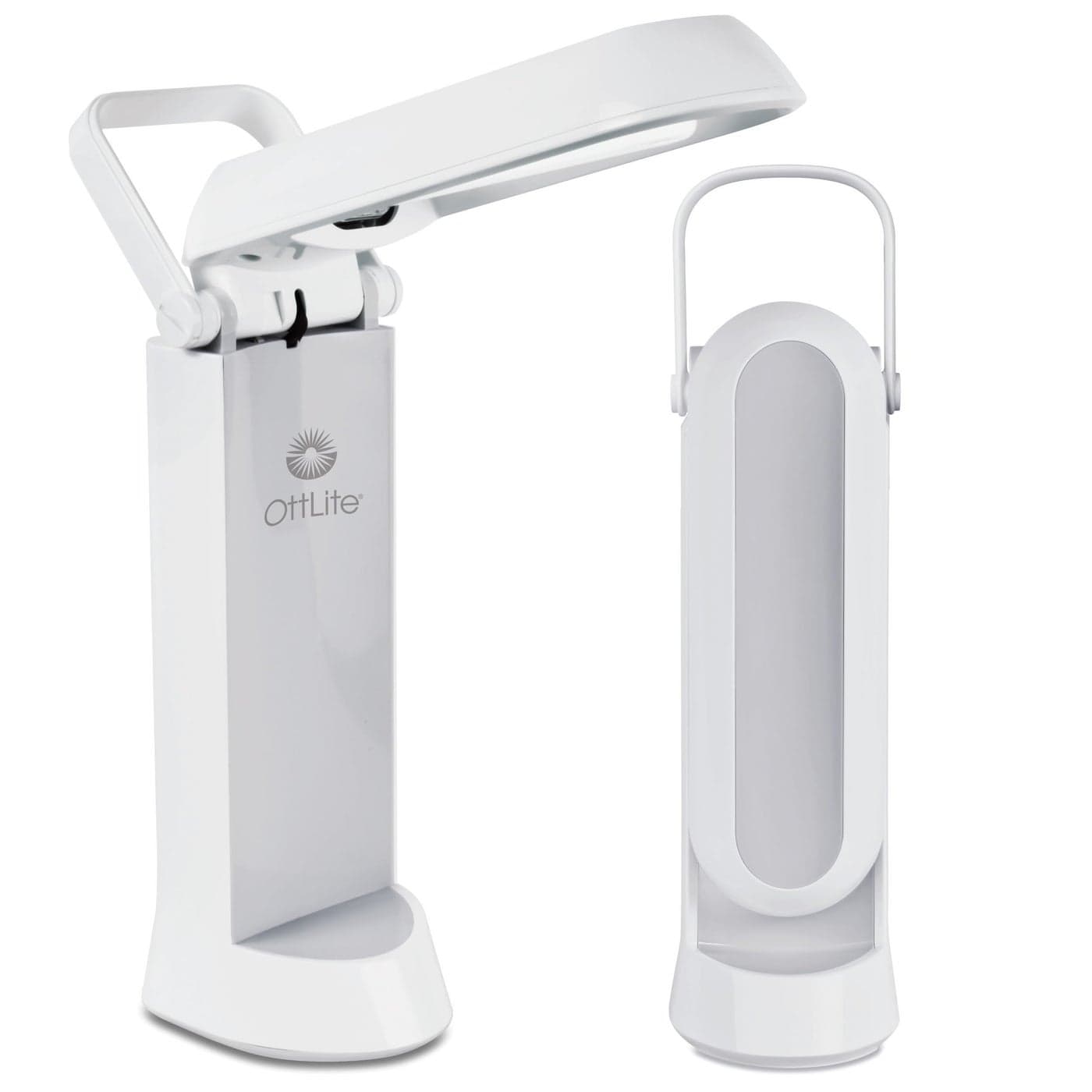 OttLite Folding Task Lamp White MultiPosition Shade FoldUp Design Portable Handle Low Heat Low Glare Illumination Fits on Desks Workstations
