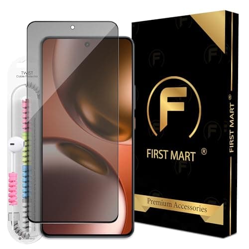 FIRST MART Privacy Tempered Glass for Realme GT 7T, GT 7 and GT 7T Dream Edition Edge to Edge Coverage with Easy Installation kit & Cable Protector | Anti-Spy Privacy Screen Protector