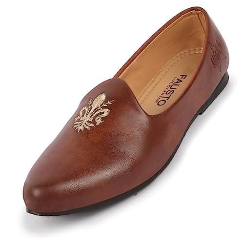 FAUSTO FST 3628 TAN-45 Men's Ethnic Jalsa Jutis and Mojaris (11 UK)