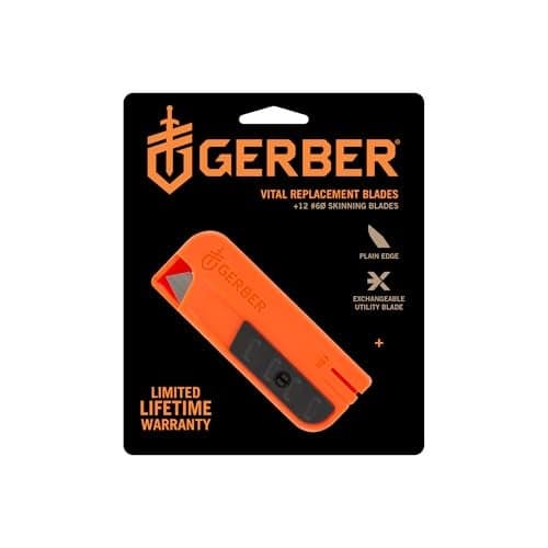 Gerber Gear Vital Pocket Folding Hunting Knife 2.8" Replacement Blades with Disposal Container, Sharp Blades for Field-Dressing and Skinning, 12-Pack