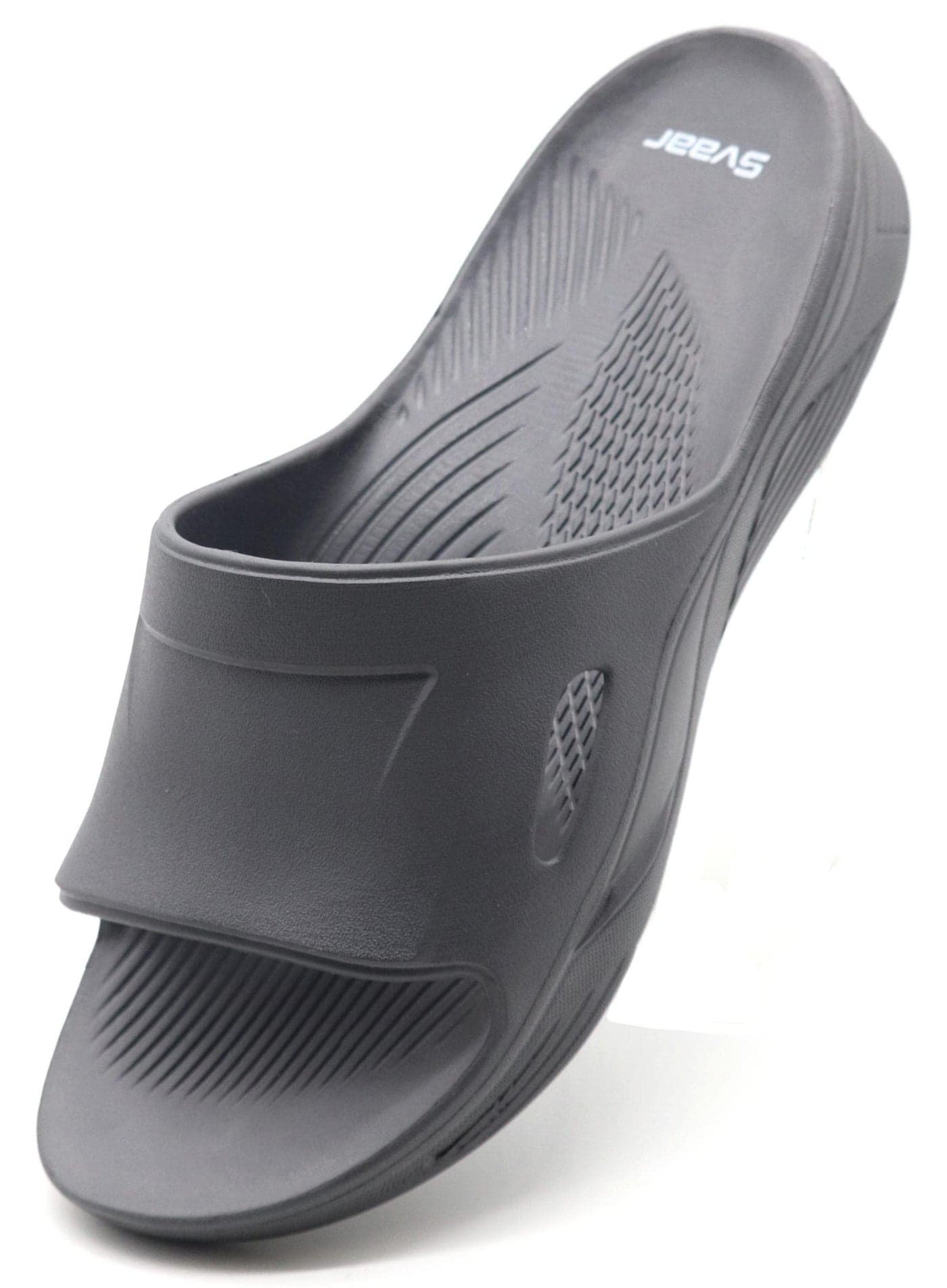 SVAAR Everywear Sliders for Men |Comfortable Indoor Outdoor Slider Slip-On Slippers for Men and Boys, Grey, 10 UK