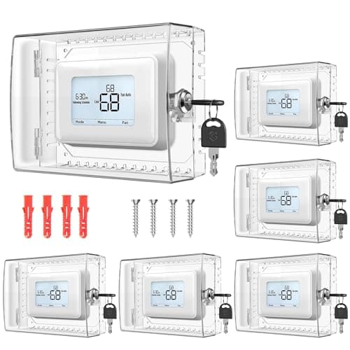 6 PCS Large Thermostat Lock Box Cover with Key, Clear Thermostat Cover with Lock Compatible with Home Thermostat On Wall, AC Lock Box Cover with Key Fits Thermostats 5" H x 6" W or Smaller