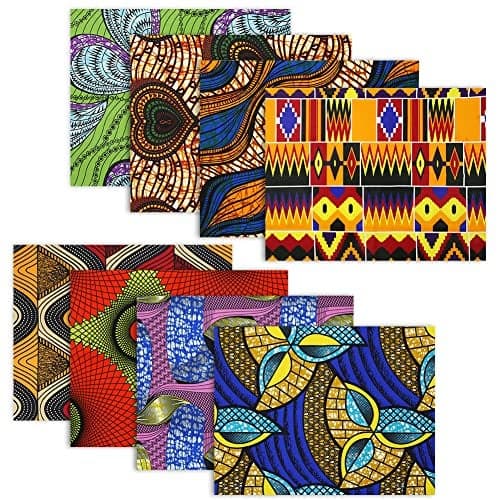 African Ankara Print Fat Quarters Fabric Bundles 8 Pcs 50cm197in x 40cm157in Cotton Polyester Quilting Fabric for Sewing Projects