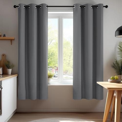 Deconovo Blackout Curtains for Bedroom – Set of 2 42W x 63L Inch Thermal Insulated & Noise Reducing Panels–Home Window Room Darkening Sustainable Grommet Drapes for Living Room and Nursery, Light Grey