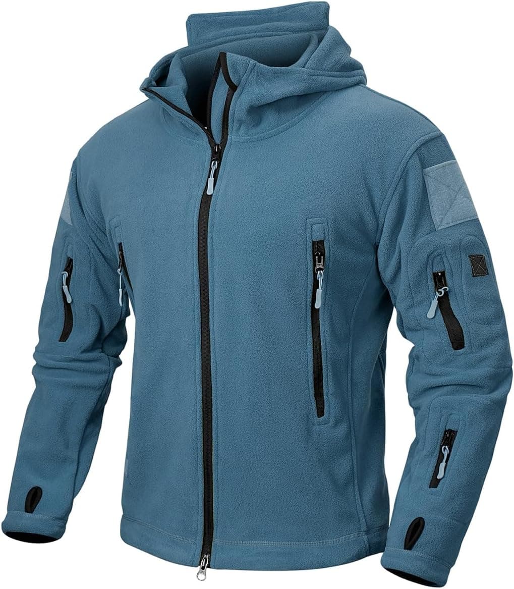 NAVEKULL Men's Tactical Hoodie Fleece Jacket - Winter Warm Full-Zip Military Outdoor Coat with 7 Zip-Pockets