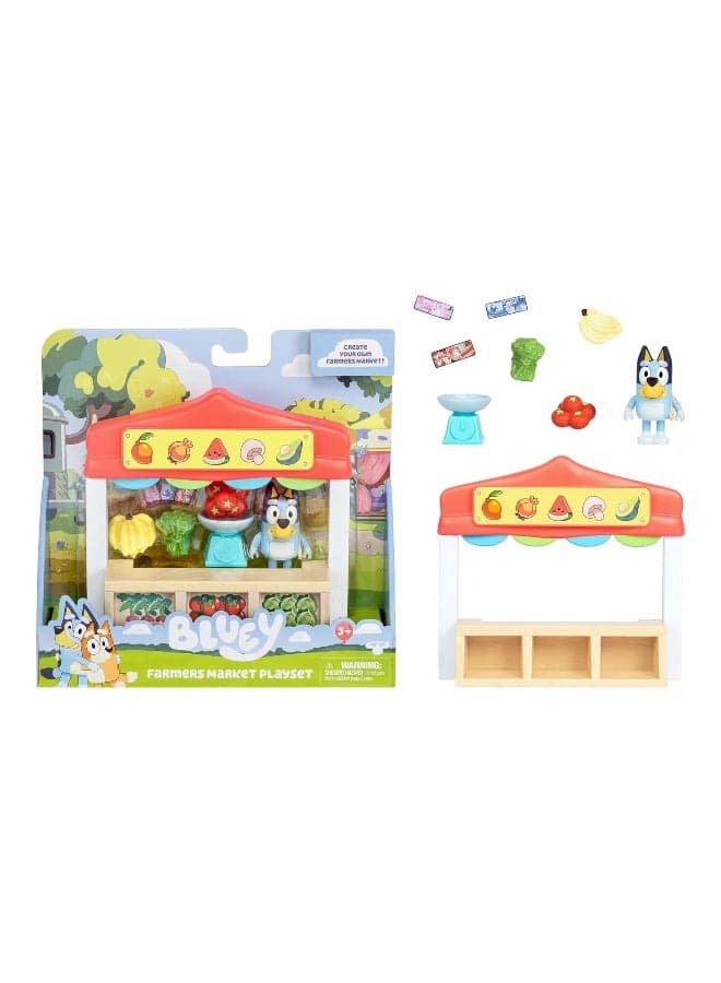 Bluey Mini Playsets Bluey The Market Stand Playset Includes Articulated Bluey Figure, Shopping Bag, Accessories & Tickets