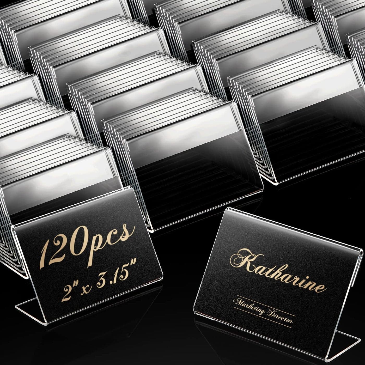 Amyhill 120 Pcs Mini Acrylic Sign Display Holder 315 x 2 Inch Small Price Display Holder L Shape Stand Up Label Card Sign for Weddings Buffet Birthday Bakery Retail