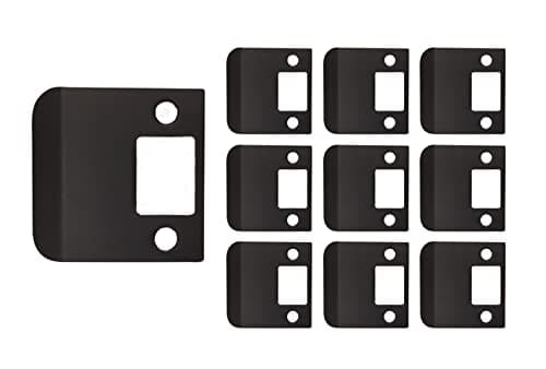 QCAA Solid Brass Extended Lip Strike, 2-1/4''X2-1/4, Oil-Rubbed Bronze, 10 Pack, Made in Taiwan