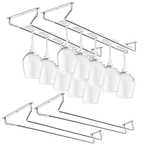 CUKE2BEET 15.7 Inch Stainless Steel Wine Glasses Rack Under Cabinet Stemware Rack, Rust Resistant