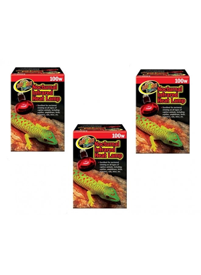Zoo Med Nocturnal Infrared Heat Lamp 100 Watts - Pack of 3