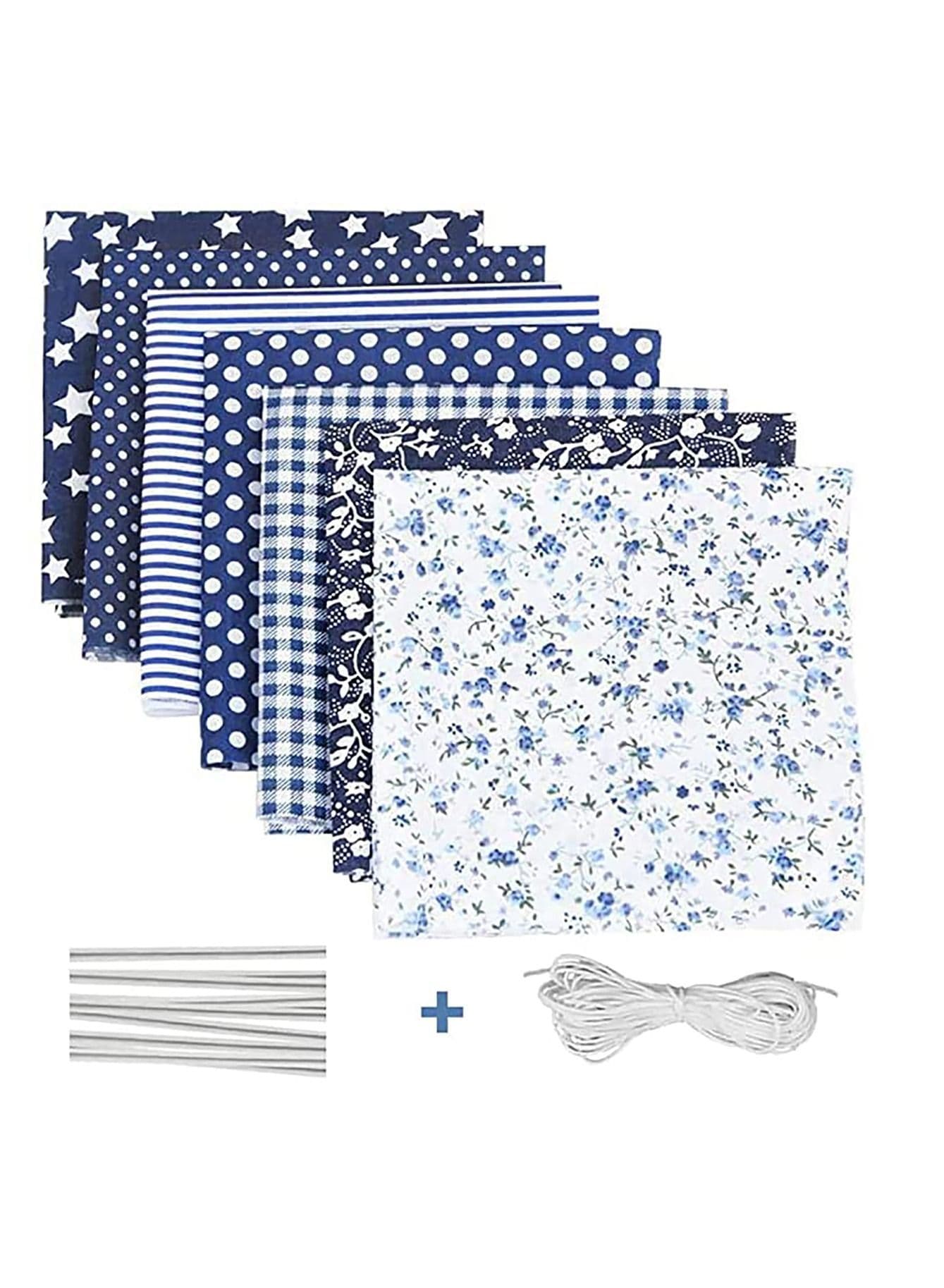 7 Pcs 25cm x Flower Pattern Art Patchwork Cotton Fabric Squares Bundles Remnants for Sewing, Quilting DIY Craft Handicraft